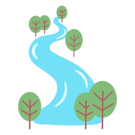 Diseño Png Y Svg De Paisaje De Río Con árboles Para Camisetas