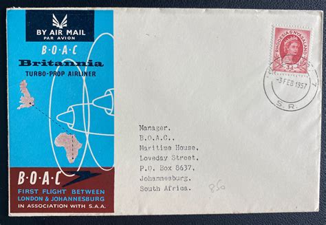 Southern Rhodesia First Flight Cover To South Africa Boac