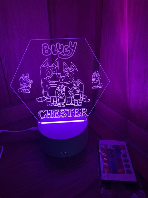 Bluey Themed Led Night Light Personalised Perfect Etsy