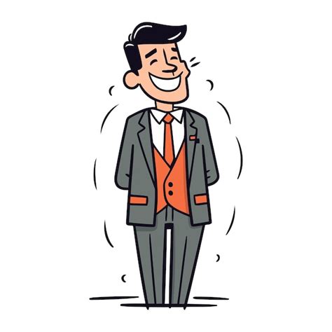 Premium Vector Smiling Man In Suit Vector Illustration Of A Cartoon