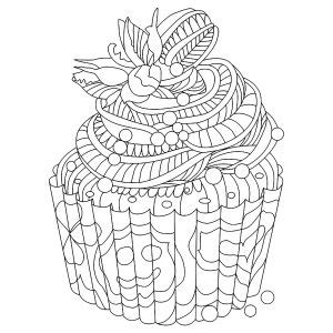 Livre gratuit cupcake 7 Coloriages Cupcakes et gâteaux difficiles