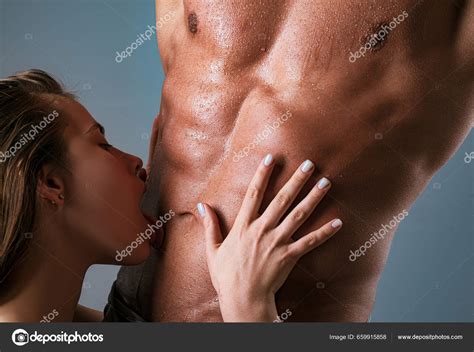 Close Undressed Couple Love Hugging Kissing Passionately Sexy Kiss Naked Stock Photo