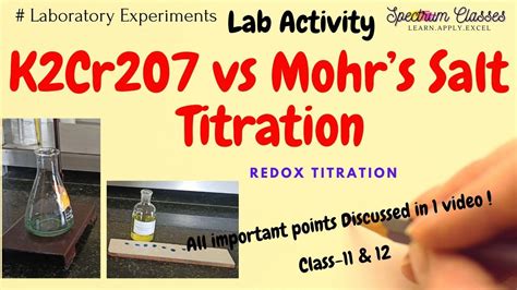 Titration Of K Cr O Vs Ferrous Ammonium Sulphate Fas Mohr Salt