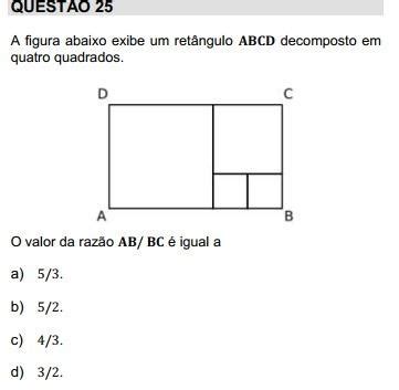 A Figura Abaixo Exibe Um Ret Ngulo Abcd Decomposto Em Quatro Quadrados