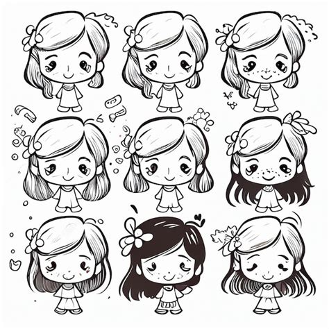 Caras De Ni A De Dibujos Animados Con Diferentes Expresiones Ai Generat