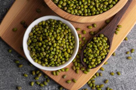 Premium Photo Dry Green Beans On Wooden Bowl And Spoon Organic Raw