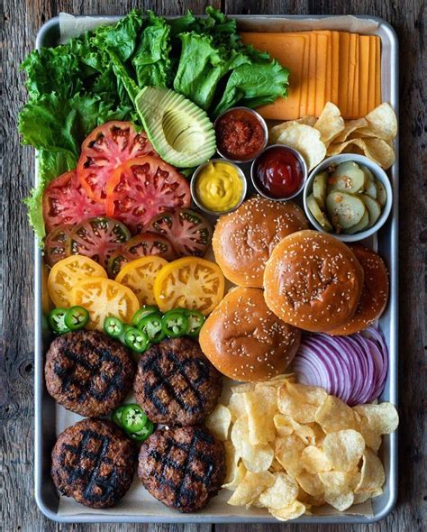 Burger Platter Summer Dinner Recipes Grill Healthy Snacks Recipes