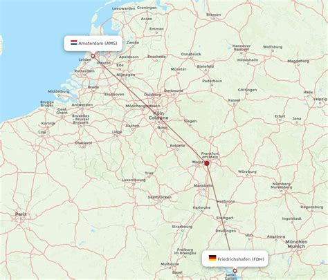 All Flight Routes From Amsterdam To Friedrichshafen AMS To FDH