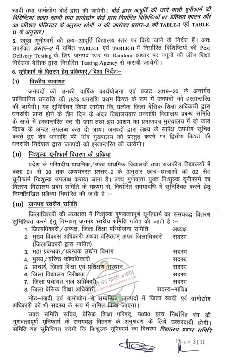 शैक्षिक सत्र 2019 20 में कक्षा 1 से 8 के छात्र छात्राओं को निःशुल्क़ यूनिफार्म उपलब्ध कराए जाने