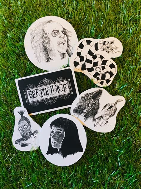 Sticker Pack Matte Vinyl Stickers Beetlejuice Tim Burton Etsy