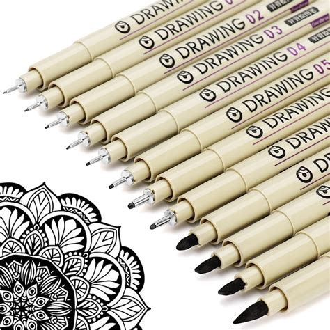 Micro Fineliner Drawing Art Pens: 12 Black Fine Line Waterproof Ink Set ...