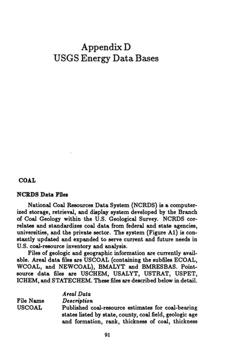 Appendix D Usgs Energy Data Bases Energy Related Research In The Us