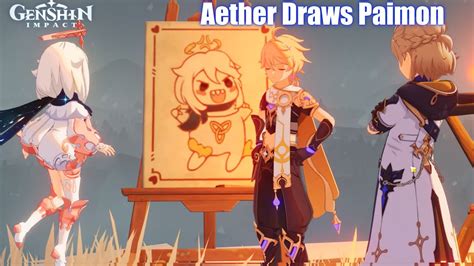 Genshin Impact How Aether Sees Paimon Portrait Painting Genshin