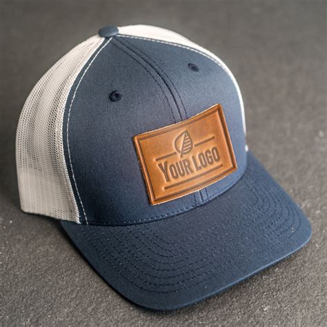 Your Logo on a Leather Patch Trucker Style Hat