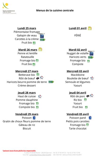 Menus Restaurant Scolaire Site Officiel De La Commune De Faverolles