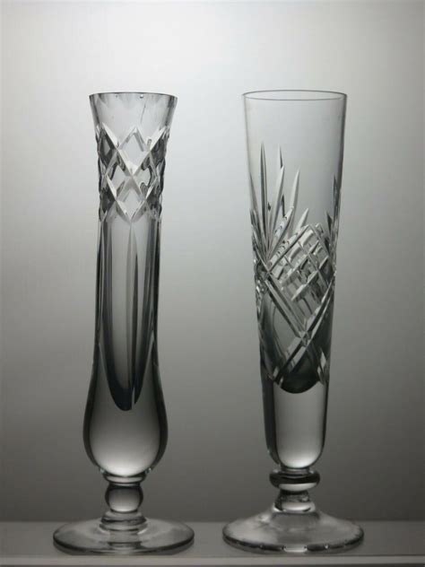 Lead Cut Glass Crystal Set Of 2 Vases 7 81a Etsy