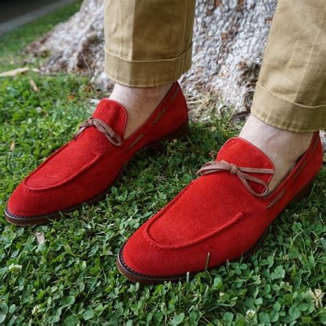 Red Suede Mens Loafers Mensfash