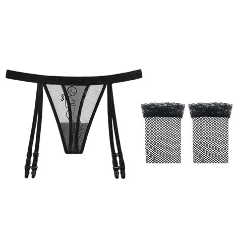 Lace Garter Belt Lingerie Set Sexy See Through With Garter Lingerie