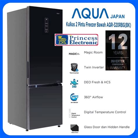 Jual Kulkas Aqua 2 Pintu Freezer Bawah Aqr 320rbgbk Shopee Indonesia