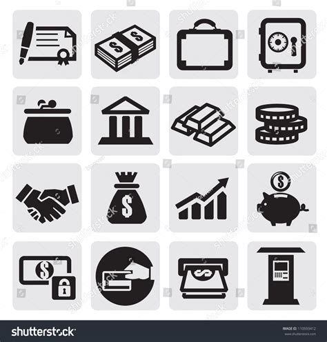 Vector Black Business Financial Icons Set Stock Vector Royalty Free 110593412 Shutterstock