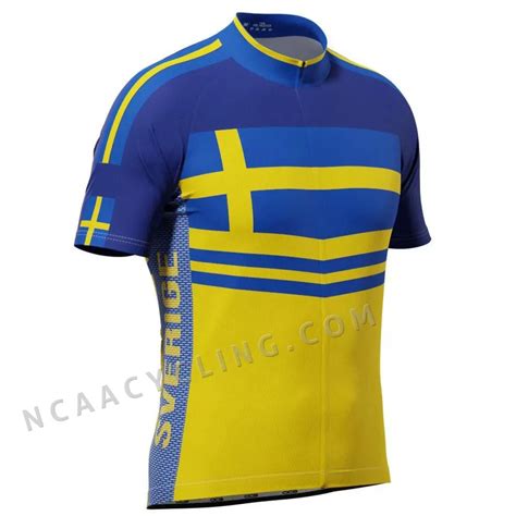 Men S Sweden Sverige Flag Short Sleeve Cycling Jersey NCAA CYCLING