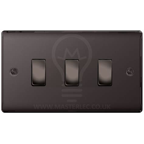 Bg Black Nickel 3 Gang Light Switch In Double Format Custom Switch — Masterlec