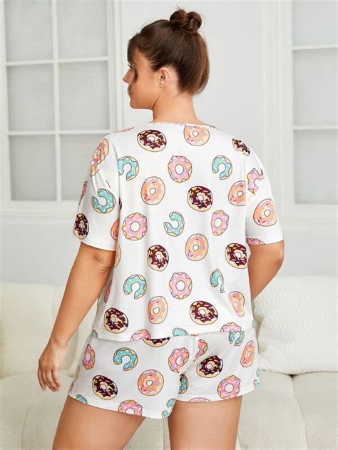 Plus Donut Print Pj Set Shein Usa