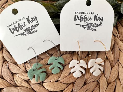 Monstera Leaf Polymer Clay Hoop Earrings Polymer Clay Etsy