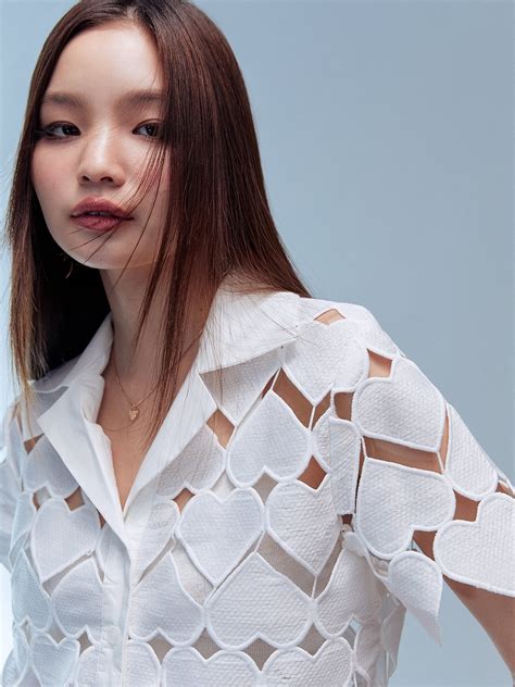 Heart See Through Shirt White Pomelo Fashion