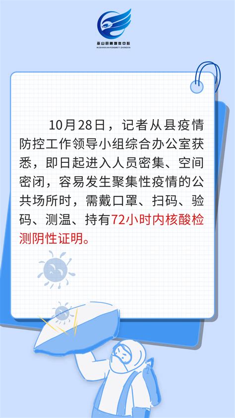 巫山人，28日起市民进入公共场所需持72小时内核酸检测阴性证明内容江晟版权