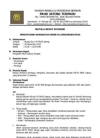 Contoh Berita Acara Rapat Pembina Yayasan 42 Koleksi Gambar