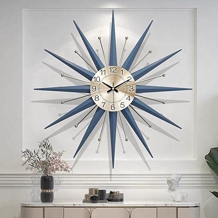 Amazon Mid Century Big Metal Clock Starburst Wall Clocks Battery