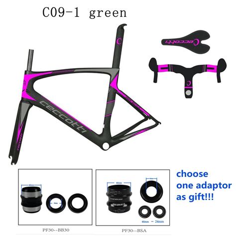 Roze Kleur Full Carbon Bike Frame Stuur Zadel Adapter Gift