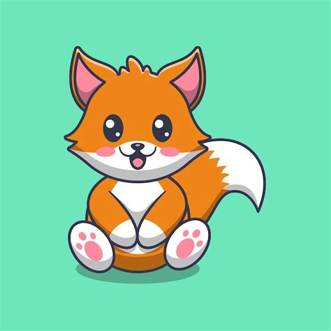 Illustration de dessin animé mignon renard assis Vecteur Premium