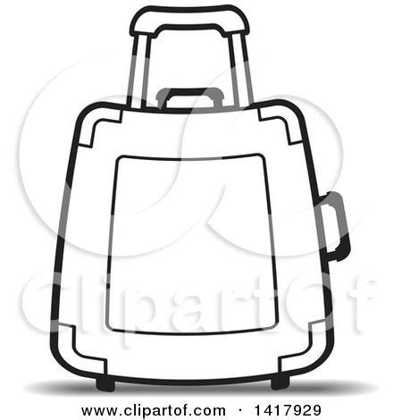 Clipart Of A Black And White Rolling Suitcase Royalty Free Vector