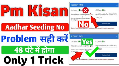 Pm Kisan Aadhar Bank Account Seeding Status No Problem 2024 Pm Kisan