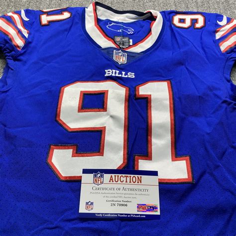 Crucial Catch Bills Ed Oliver Game Used Jersey 101920 Size 44