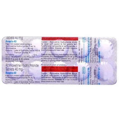 Atomoxetine Tablets Axepta 10 Mg At Rs 100stripe Atomoxetine Tablets