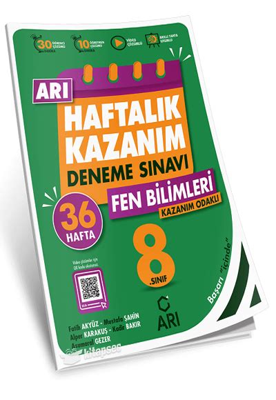 8 Sınıf Fen Bilimleri Haftalık Kazanım Denemeleri Arı Yayınları