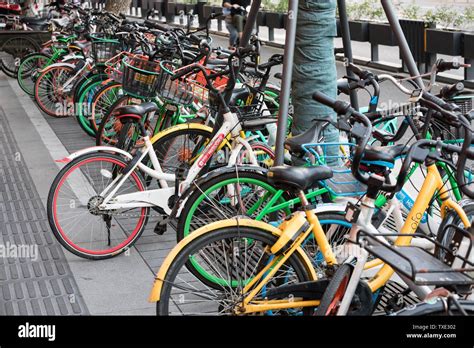 Shared Bicycles Parked On The Streets Stock Photo Alamy