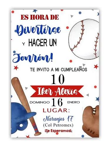 35 Invitaciones En Físico Y 1 Digital De Beisbol Envío Gratis