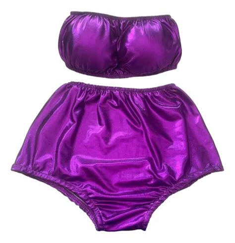 Conjunto Hot Pants Metalizado Biqu Ni Carnaval Parcelamento Sem Juros