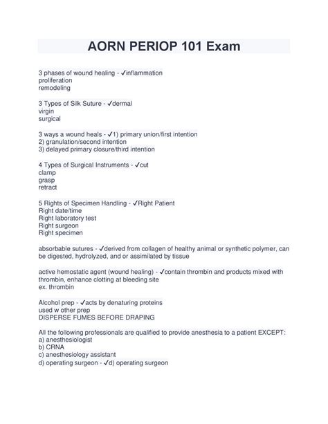 Aorn Periop 101 Exam 2022 Exams Nursing Docsity