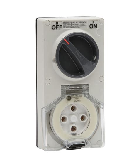 PDL56CV432LEGY PDL 56 Switched Socket 4 Round Pin 3P 32A Grey