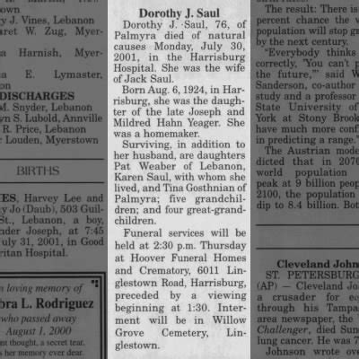 Obituary For Dorothy J Saul Saul 1924 2001 Aged 76 Newspapers