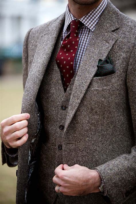 Tweed Three Piece Suit Wedding Suits Men Brown Tweed Suit Mens