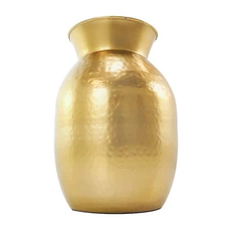 Litton Lane Gold Hammered Spotted Metal Decorative Vase The