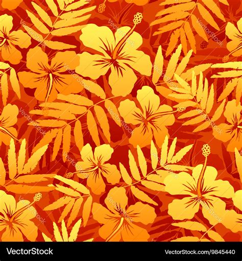 Orange Tropical Flowers Seamless Pattern Vector Image