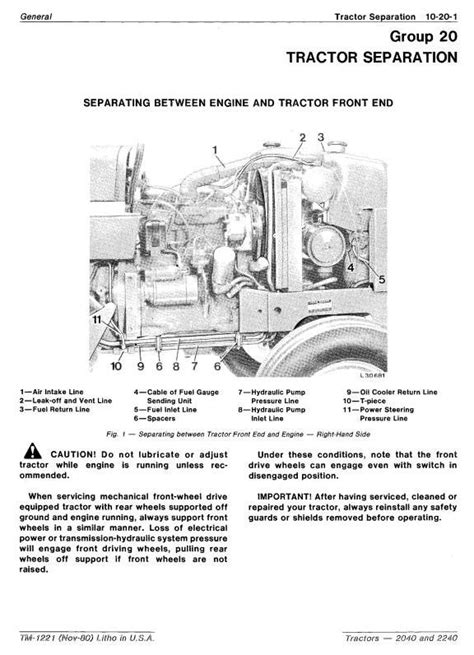 Tm1221 John Deere 2040 2240 Tractors Technical Service Manual Deere Technical Manuals