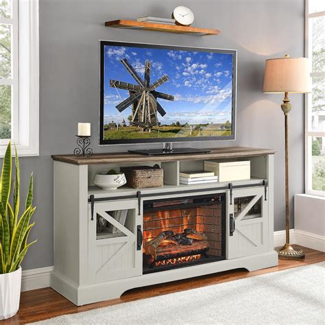 Amazon Fireplace TV Stand For 75 Inch TV Farmhouse Barn Door